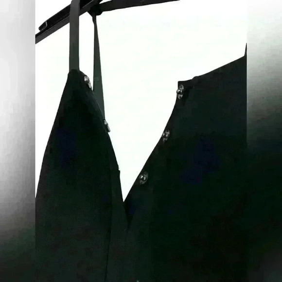 Rachel Comey Black cocktail halter peplum front slit dress Sz 2 - Picture 7 of 10